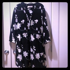 Anthropologie Embroidered Floral Shirt Dress